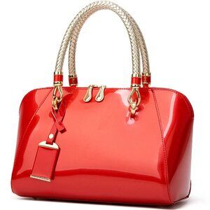 9283 Top-handle Handbags Purse Satchel Patent PU Shoulder Crossbody Bag
